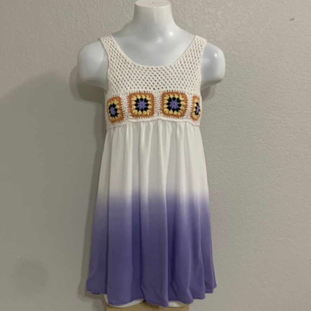 Anthro Blu Pepper Vintage Granny Square  Dress